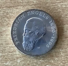 GDR 20 Mark 1970 Friedrich Engels silver coin