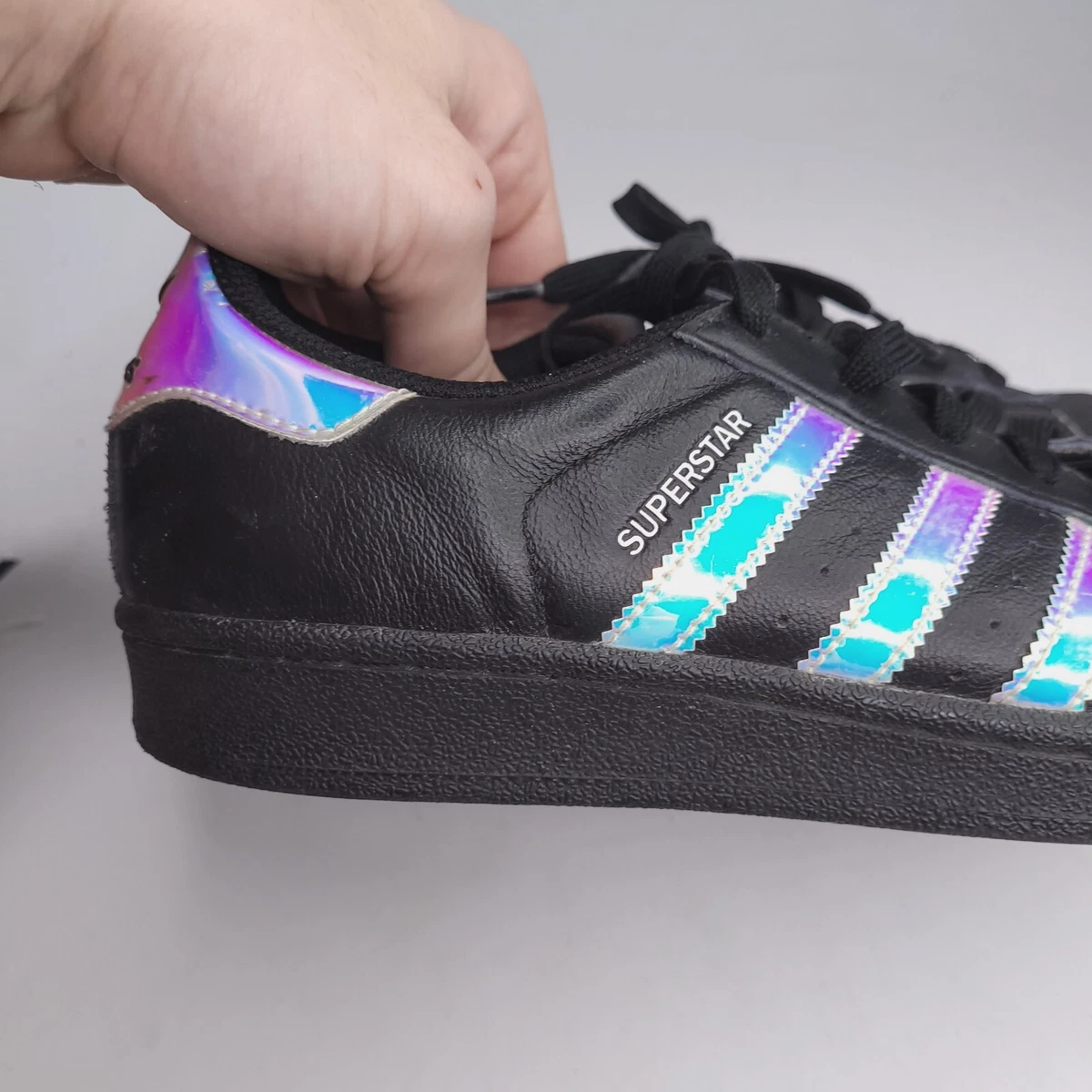 Bourgeon Memorándum tornado Adidas Shoes Womens 6 Black Superstar Shell Toe Rainbow Stripes Hologram  Mens 5 | eBay