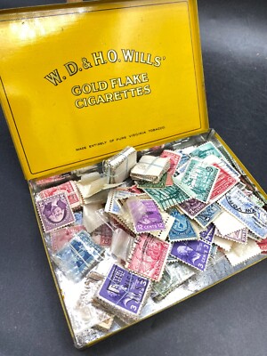 Vintage Briefmarken Wills's Gold Flake Honigtau 50 Zigaretten Dose voll AMERIKANISCH #3