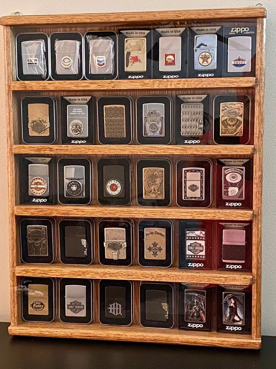 zippo Story Collection 木製コレクション solid oak zippo lighter display case for them in there package