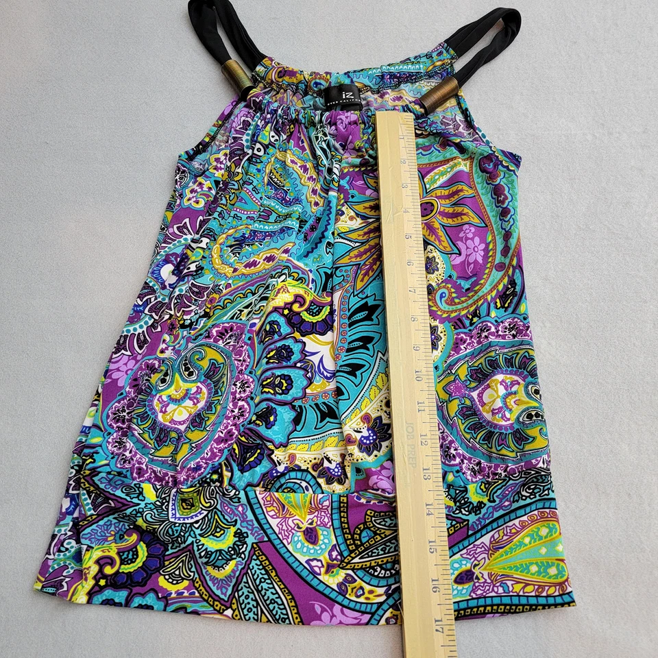 iz Byer California Top Womens Small Y2K Multicolor Paisley Metal & Rope Collar - Image 3 of 4