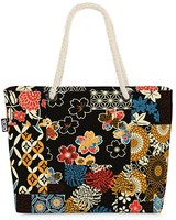 Japan Blumen Dekor Tradition Beach Bag China Schwarz Floral GeblüMt BlüTen Asie