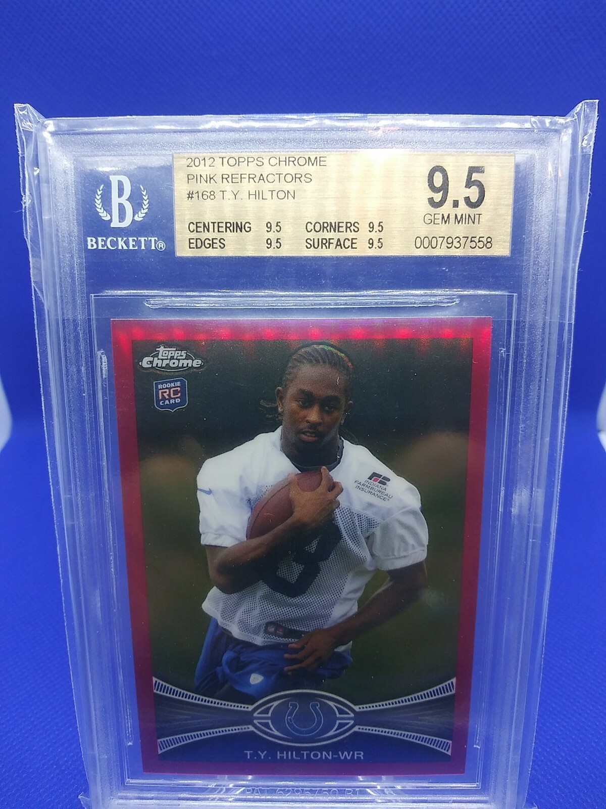 2012 Topps Chrome Pink Refractors #168 T.Y. Hilton 056/399 BGS 9.5 Pop 15