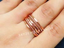 Copper Rings, Set of 6 Rings, Thin Copper rings, stacking ring set, bra All size