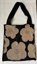 Borsa a tracolla Japan French Bull beige due lati floreale check jacquard cotone maglia
