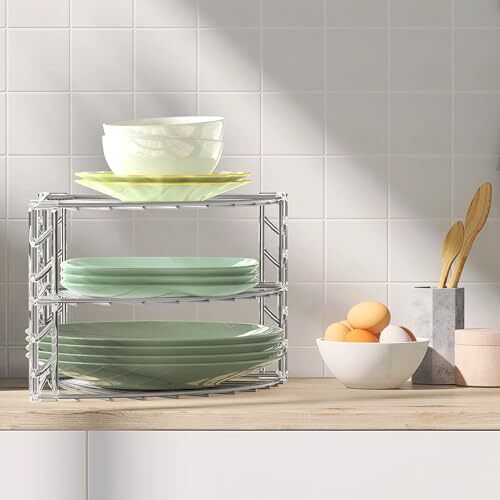 3-Tier Counter Corner Shelf Organizer Silver - Picture 3 of 5