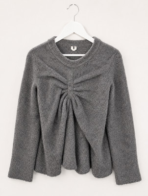 ARKET Wool Blend Jumper | Women's XS/S | Grey Bow Front Textured Knit