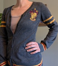 Harry Potter Gryffindor Cardigan Sweater Womens S Grey Button Up Wizard Hermione