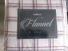 New Twin Size Flannel Sheet Set Wine/Grey Window Pane Pattern 1184