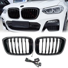 K�HLERGRILL EINZELSTEG GLANZ SCHWARZ F�R BMW X3 G01 X4 G02 18-21 MIT LED-LICHT