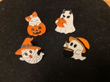 Halloween Ghost Pumpkin Enamel Pin Set of 4 Witch Mummy Spooky Cute Pins