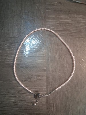 Vintage Signed Emily Ray 925 Sterling Silver Pink Pearl Choker Necklace