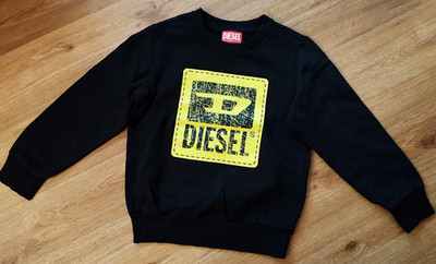 Langarm Pullover Pulli Sweater schwarz mit gelbem Motiv Diesel ca.  116 122 128