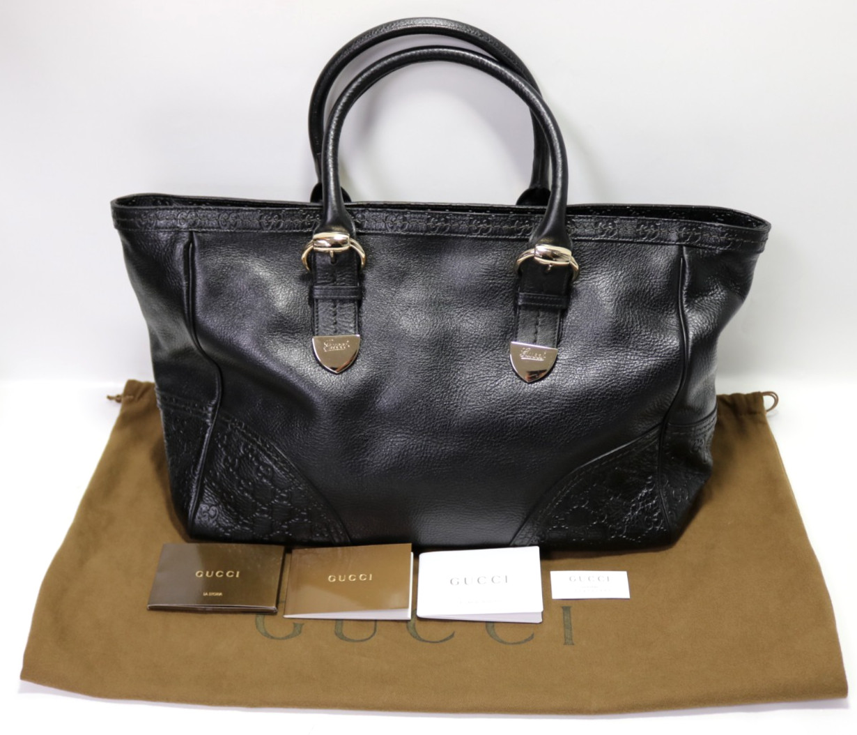 GUCCI Guccissima Trim Large Signoria Tote Handbag - Black - 181510 - NEW!