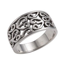 Oxidized Sterling Silver Filigree Heart Design Ring