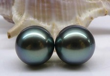 Pair of 10-11mm South Sea Genuine Black Blue Round Loose Pearl Undrilled 72