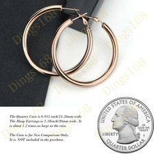 Women's 18K Rose Gold Filled Medium-Size Tube Hoop Earrings 30mm/1.18" 5mm Wide
