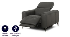 DFS Jagger Shadow Leather Power Recliner Chair with Power Headrest RRP £1049