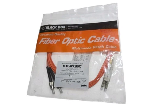 Black Box EFN110-002M-STST 2 Meter Fiber Optic Cable Ceramic Tip Duplex NEW