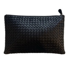 Bottega Veneta Intrecciato Soft Leather Woven Zipped Clutch Bag 29 x 19 cm