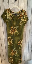 Vintage Gabrielle Tropical Print Lace Back Beach Casual Midi Dress Size 10