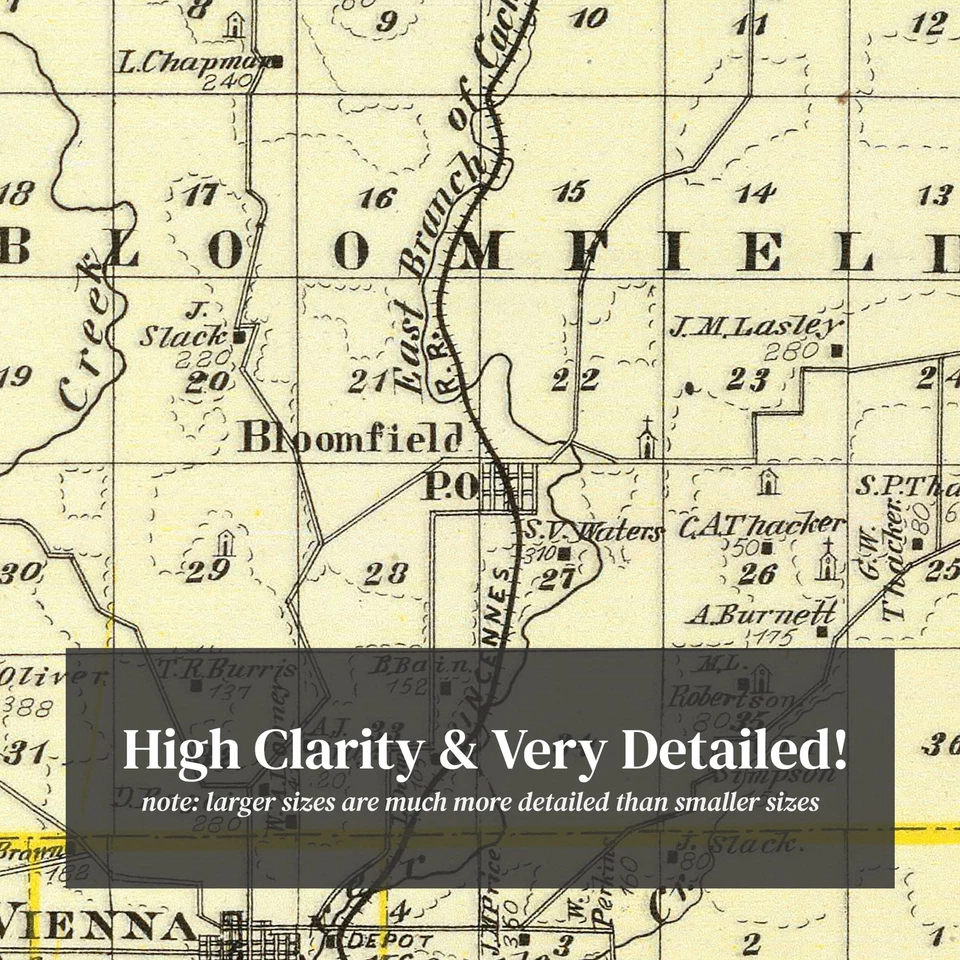 Old Map of Johnson County, IL 1876 - Vintage Illinois Art - Image 2 of 4
