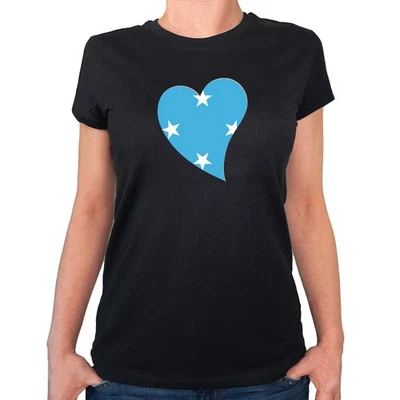 Damen T-Shirt Mikronesien Flagge Herz Geschenkidee Mikronesien Geschenk Präsent  - Bild 1 von 4