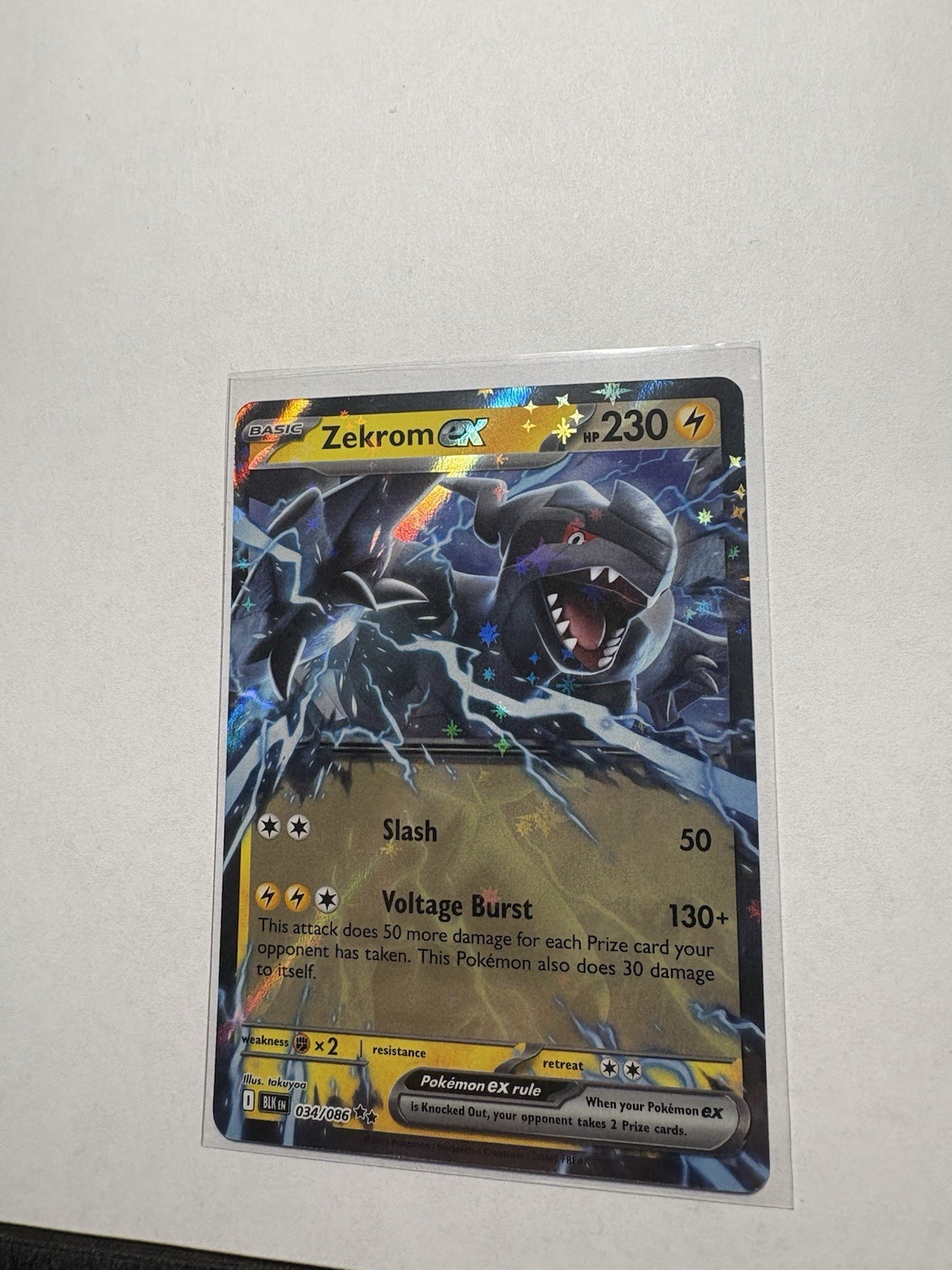 Pokémon Zekrom ex Double Rare Holo Sv: Black Bolt 034/086 Basic 230HP Card