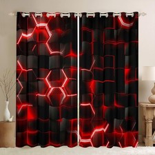 Feelyou Red And Black Darkening Drapes 2 Panels 42 X 84 Inch Honeycomb Curtains