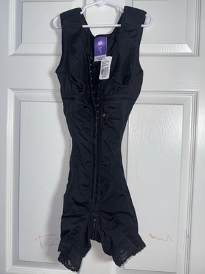 Snatched Body One-Piece Shapewear High Compression Front Hook & Eye Black 2XS