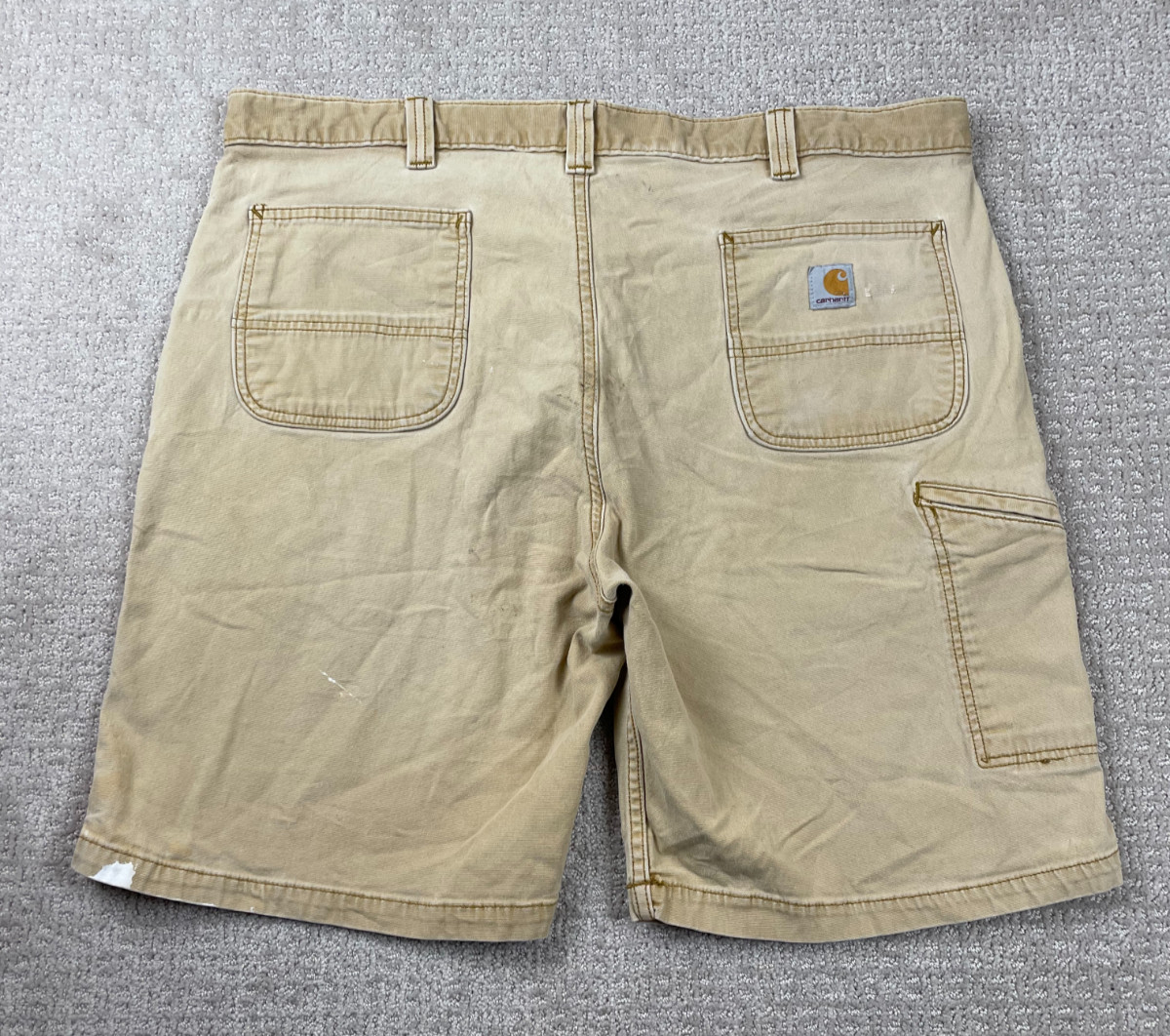Vintage Y2K Carhartt Shorts Mens Size 42 Tan Canvas Carpenter Workwear Faded
