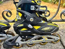Roces S202 Yellow Black Inline Skates Size UK 8 EUR 42 VGC + Pads/Gloves Bundle