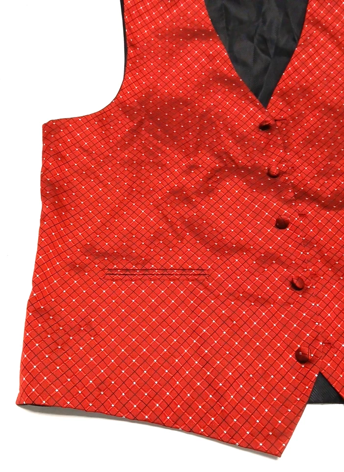 Baronshire Red & Black Formal Vest XL Wedding Prom Tuxedo - Image 3 of 4