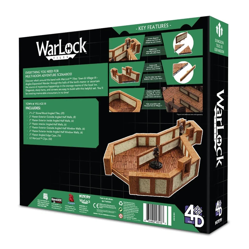 WizKids WarLock Tiles: Expansion - Town & Village III - Angles NEW
