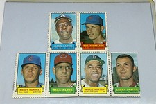 Hank Aaron Willie Horton 1969 Topps Stamps - 6 Stamp PANEL Vintage EX