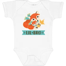 Inktastic Little Brother Woodland Fox Lil Bro Baby Bodysuit Foxes Animals Autumn