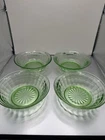 Green Depression Uranium Glass Berry Dessert Bowl 1.5” Set Of 4