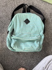 Candies Vintage back pack Turquoise and white stripes, knit material soft