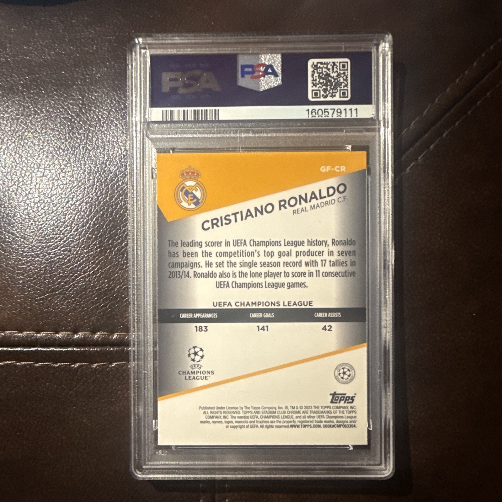 Topps 2022-23 Stadium Club Chrome UCC Goal Force Cristiano Ronaldo PSA 10💎 view 2