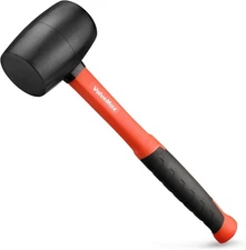 ValueMax 8oz Rubber Mallet Hammer, Fiberglass Handle, 8OZ, Black and Orange 
