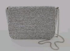 Image of Accessorize beaded clutch bag in silver