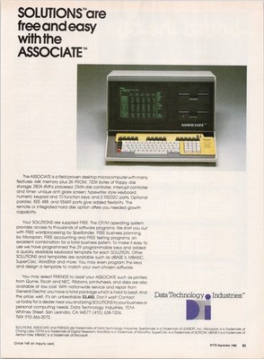 Data Technology Industries Associate Desktop Computer Print Ad 1982