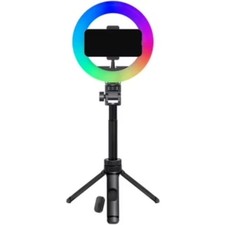 LED RGB Ring Light with Tripod Phone Holder Bluetooth Remote Adjustable Height