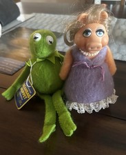 Vintage 1979 Kermit the Frog with tag  Miss Piggy Beanbag Muppets