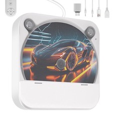 External Portable CD Player for Car - with USB Port AUX white