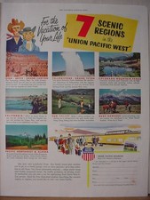 1955 Union Pacific Railroad Grand Canyon Zion Yellowstone Vintage Print Ad 10529