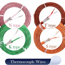 10M Thermocouple Wire K T N S Type PTFE Insulator Shielded Line 2 Cores