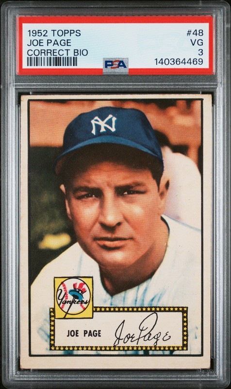 1952 Topps Correct Bio #48 Joe Page PSA 3
