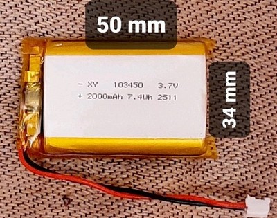 Lipo Akku 3,7V 2000mAh Li-Ion kompakt Batterie mit Stecker + Ladeschutzplatine