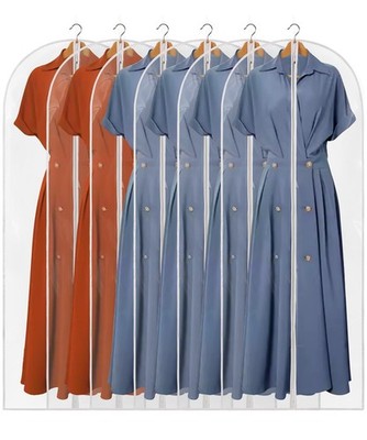60'' Dress Bags for Gowns, 6 Packs All Clear Garment Bags for Hanging Clothes,...